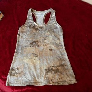 NWOT ATHLETA Women's SHANTI GILDED TANK Racerback Stretch Gold Shimmer Size S